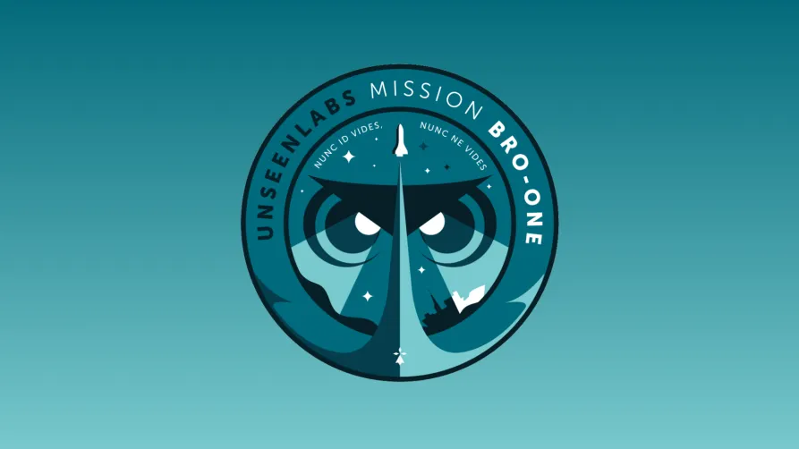 The BRO-1 mission patch, representing Unseenlabs' first satellite dedicated to radio frequency (RF) detection for maritime surveillance. The patch features a bold, blue circular design with an intense, piercing gaze motif, symbolizing the satellite’s ability to detect and monitor invisible maritime activities. The design includes technical elements and orbital references, emphasizing precision, intelligence, and innovation in space-based surveillance. This emblem marks the beginning of Unseenlabs' satellite constellation, reinforcing its role in global maritime security and intelligence gathering.