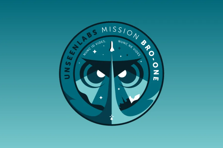 The BRO-1 mission patch, representing Unseenlabs' first satellite dedicated to radio frequency (RF) detection for maritime surveillance. The patch features a bold, blue circular design with an intense, piercing gaze motif, symbolizing the satellite’s ability to detect and monitor invisible maritime activities. The design includes technical elements and orbital references, emphasizing precision, intelligence, and innovation in space-based surveillance. This emblem marks the beginning of Unseenlabs' satellite constellation, reinforcing its role in global maritime security and intelligence gathering.