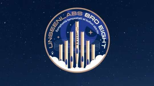 The BRO-8 mission patch features a distinctive design representing Unseenlabs' eighth satellite in its radio frequency (RF) detection constellation. The patch likely incorporates space, maritime surveillance, and RF wave elements, symbolizing the satellite’s role in tracking dark vessels and enhancing global maritime security. The intricate artwork and mission number highlight Unseenlabs' continuous expansion and technological leadership in space-based intelligence.